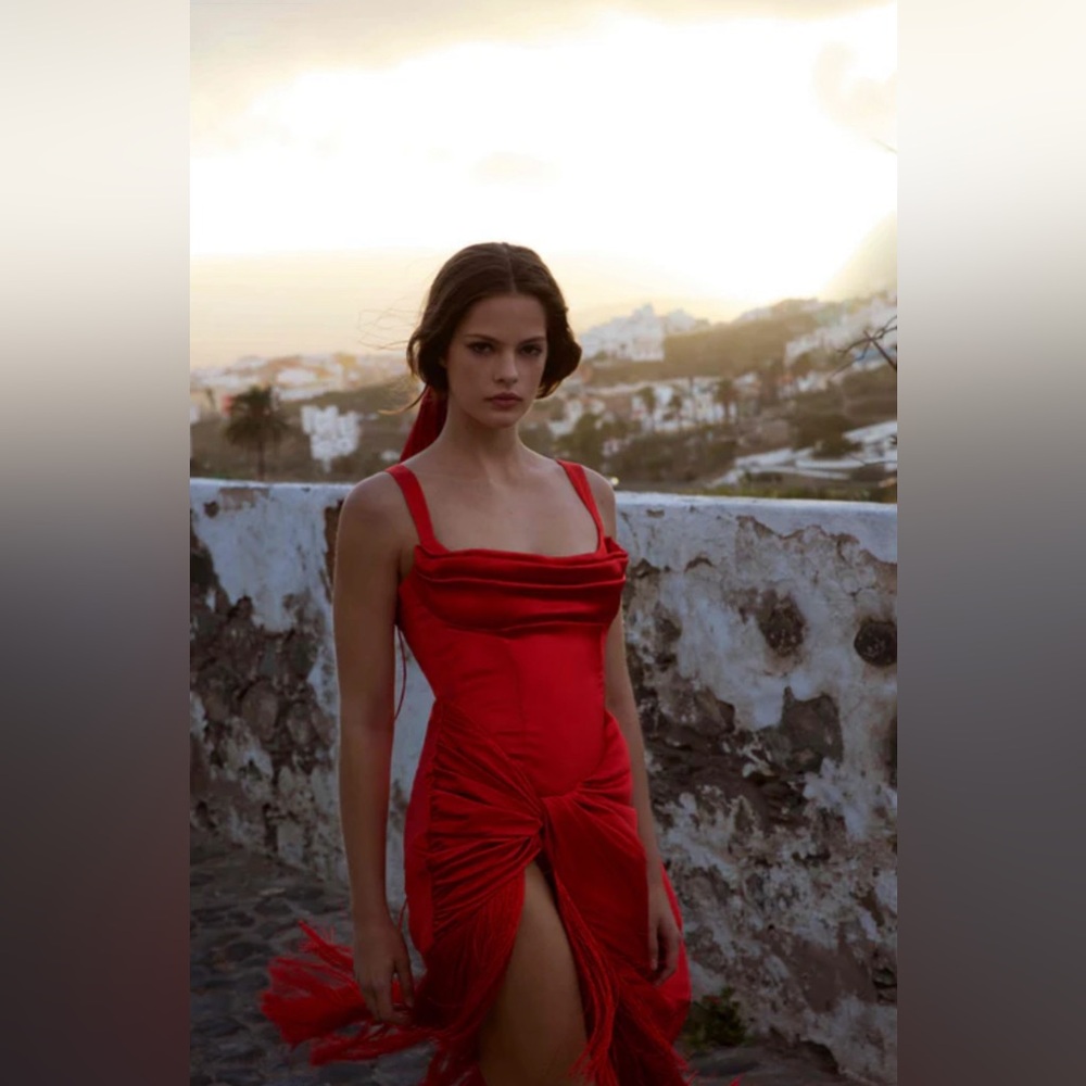 NWT For love and lemons 🍋 Red Anisa Fringe midi dress